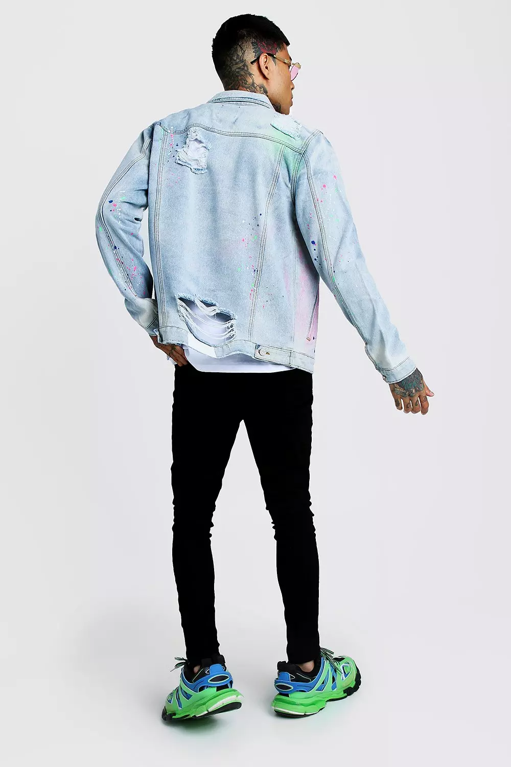 Off white spray paint denim outlet jacket